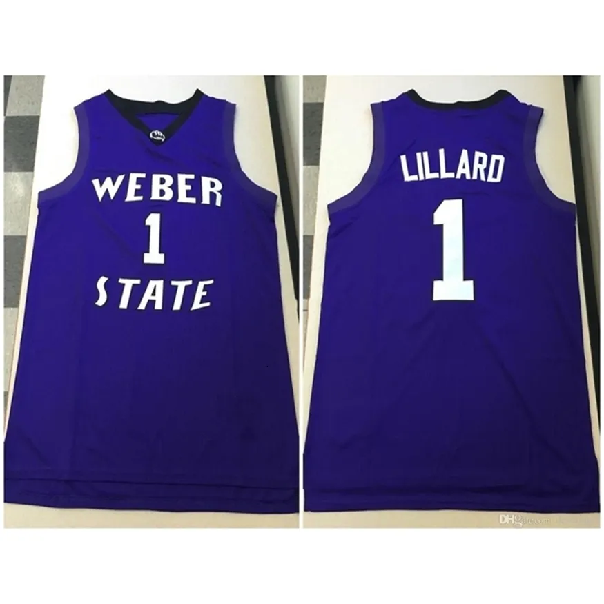 Nikivip Weber State Wildcats College Damian Lillard #1 Basketball Jersey Herr Sömda anpassade valfritt nummernamntröjor
