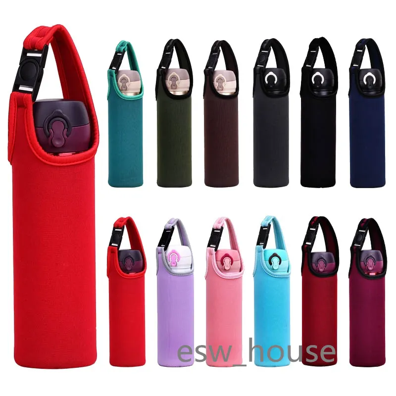 Portable Neoprene Water Bottle Sleeve with Carrying Handle S Size Sport Water Bottles Cup Carrier Pouch