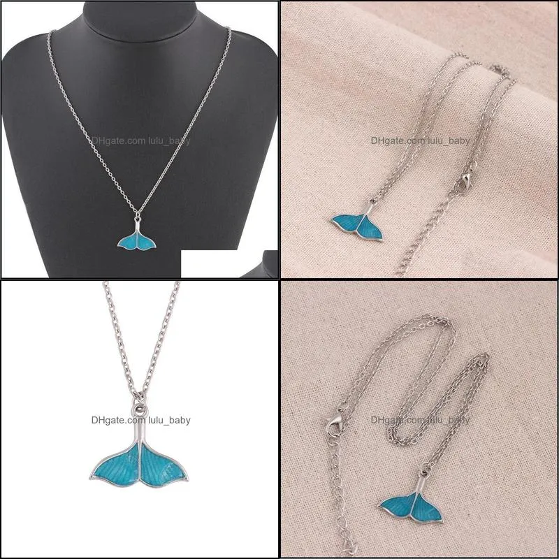 fish tail necklace ocean sea blue whale tail mermaid pendant necklaces beautifully luxury jewelry luminous necklaces