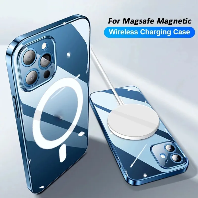 Transparante bescherming Magnetische magneet telefoonhoesjes voor iPhone 13 11 12 Pro Max mini Ondersteuning Draadloos opladen Case Cover Accessoires