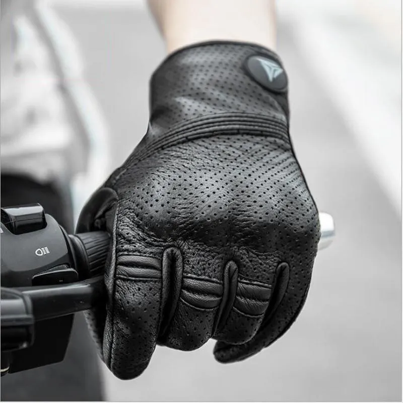Rękawiczki motocyklowe oddychające bezpieczeństwo na zewnątrz wiatrowoodporne skórzane ekran dotykowy pełny palce wszystkie pory roku