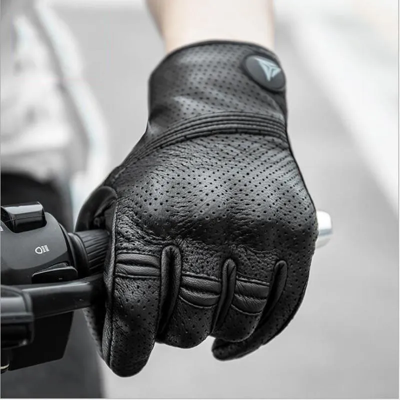 Gants de moto respirants, sécurité, extérieur, coupe-vent, doigt complet en cuir, écran tactile, toutes saisons