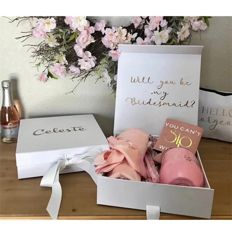 caja de propuesta personalizada de regalo de dama de honor junior; Cajas de niña de las flores 220704