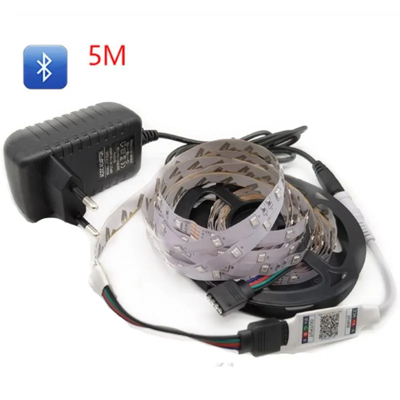 Remsor Bluetooth-kompatibel LED-remsa RGB Lättband SMD 2835 DC12V Vattentät 5M Diod Ribbon Flexible med Remoteled