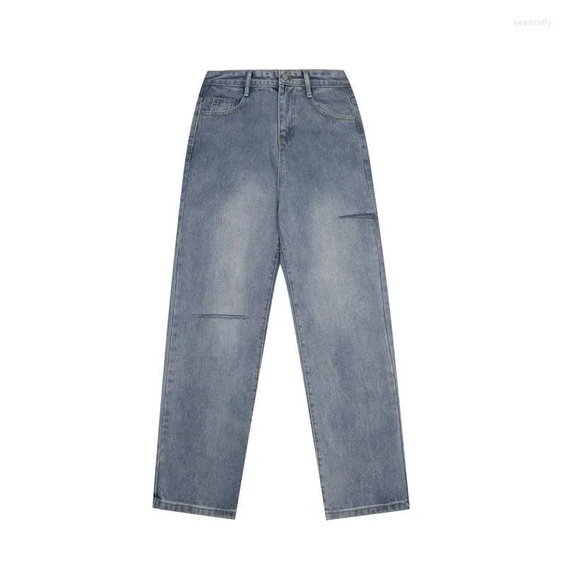Jeans masculino estilo de rua bootcut preto unissex azul de jeans de jeans de jeans de calça de calça de calcmen vintage