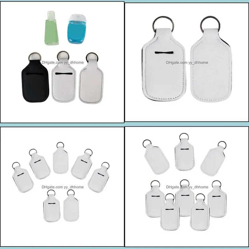 30ml hand sanitizer bottle holder keychain neoprene liquid soap bottle holder keychain blank white and soft ball printing colors