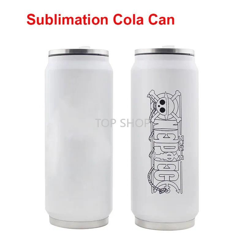 Sublimation Cola Can 500ml Tasse sous vide à double couche Tasse à eau en acier inoxydable Tasse à café Cadeaux de Noël EE