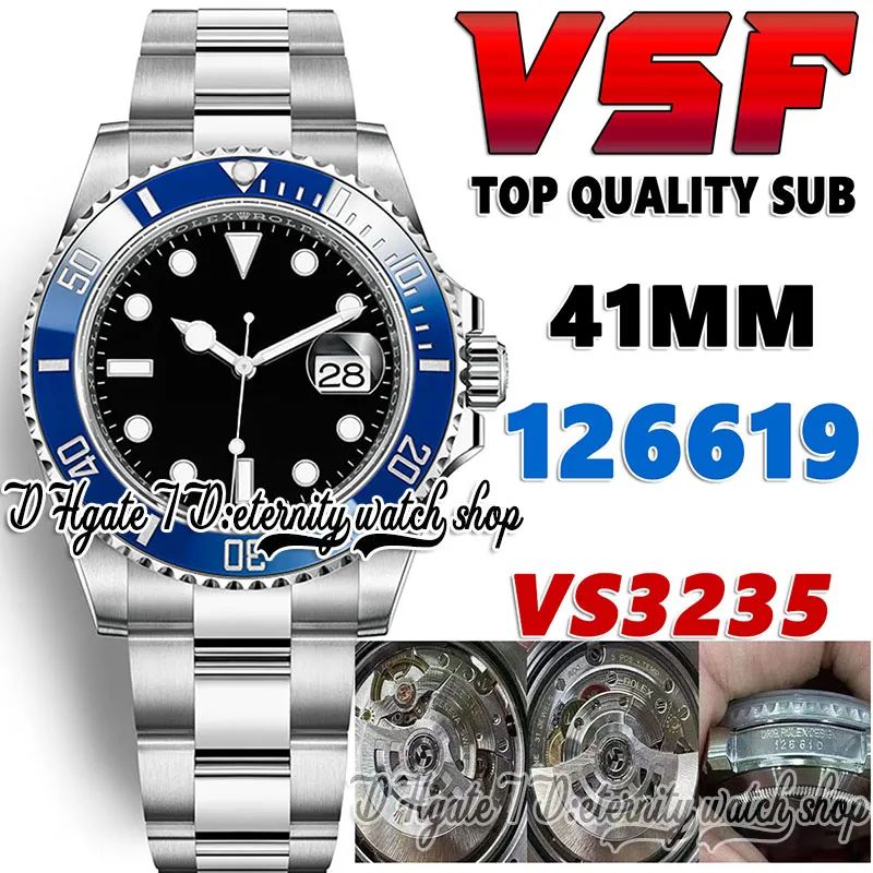 2022 V3 sv126619 72 Stunden Gangreserve Herrenuhr 3235 VSa3235 Automatik 41 mm saubere blaue Keramiklünette schwarzes Zifferblatt SS 904L Edelstahlarmband Ewigkeitsuhren