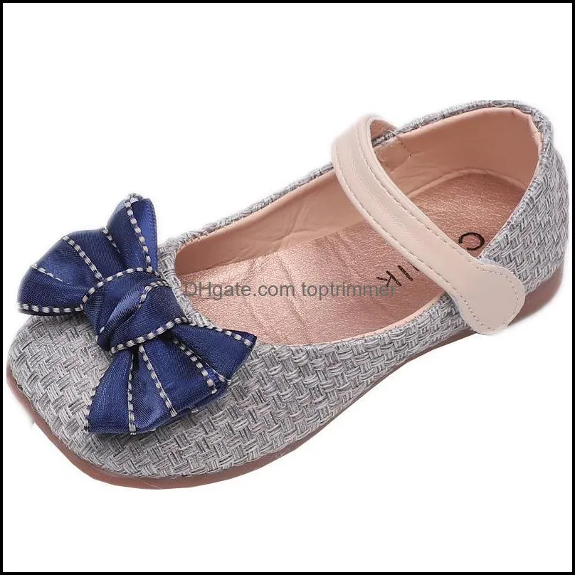 Girls Baby Shoes Spring 2021 Korean Cute Butterfly-knot Soft Bottom Leather Chic For Party Princess Sweet Fashion Athletic & Outdoor
