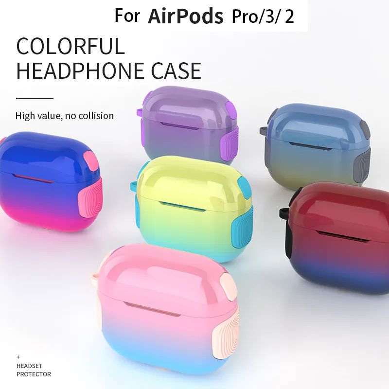 Gradient Colorful Headset Accessories Case For Airpods Pro Protection Cover 2 in 1 Shockproof Anti Fall Airpod 3 2 Wireless Bluetooth Earphone Protector Shell