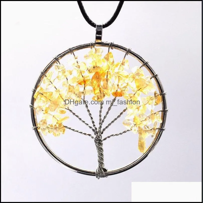 life tree necklaces 7 chakra tree crystal quartz stone pendant natural stone necklace