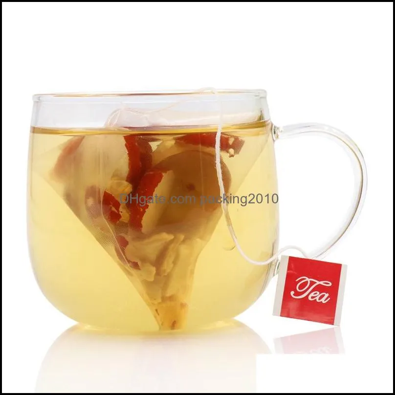 Tea Bags 6.5*8cm Empty Disposable Teabags with Label String Nylon Filters Herb Tea Infuser Strainers Kitchen Gadgets 2022