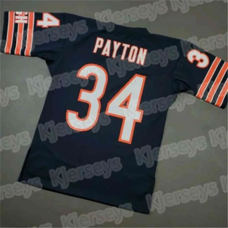 N3740 Vintage maillot Walter Payton 1985 Mitchell Ness blanc noir 1 Justin Fields hommes femmes maillots de football jeunesse couture taille S-4XL