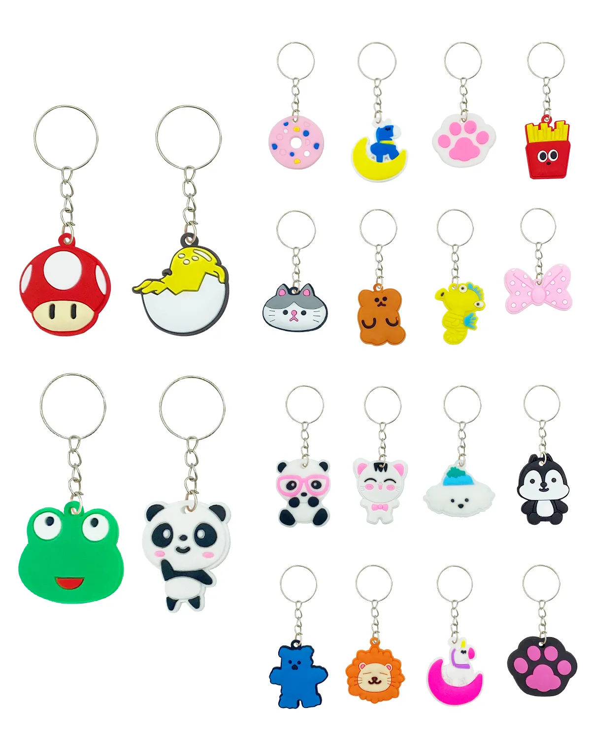 100 PCS Anime Keychain cartoon Cute Keyrings Party Favor Wholesale PVC Pendants Charms Sets School rewards Party Supplier Key Ring Holiday Business Gift souvenir