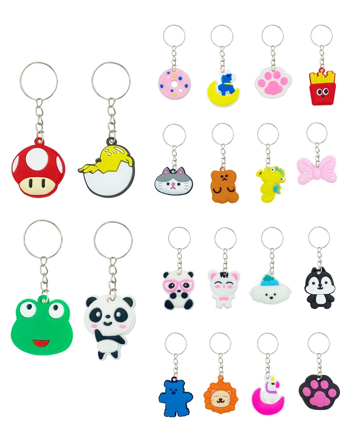 100 PCs Anime Keychain Cartoon Cute Keyrings Favor Favor Favor Favor de Antigos Pendentes de Pingentes de Pendants Defines de Recompensas da Escola O fornecedor de festas da festa do anel de férias de férias