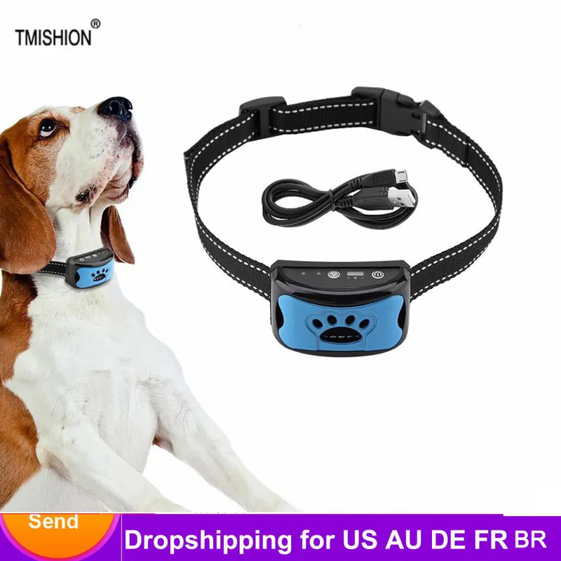 Pet Dog Anti Barking Device Dogs USB Electric Collar Cane Stop Cane Stop Ahing Vibration Anti Bark Collar Drop 220524