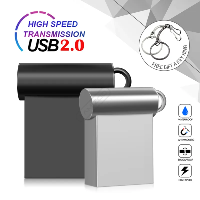 새로운 슈퍼 미니 금속 USB 플래시 드라이브 4G 8G 16G 펜 드라이브 32GB 고속 메모리 스틱 U 디스크 64GB 128GB Pendrive 2.0 메모 usb