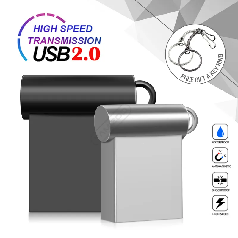 Nieuwe super mini metaal USB Flash Drive 4G 8G 16G Penaandrijving 32 GB High Speed ​​Memory Stick U Disk 64 GB 128 GB Pendrive 2.0 Memoria USB