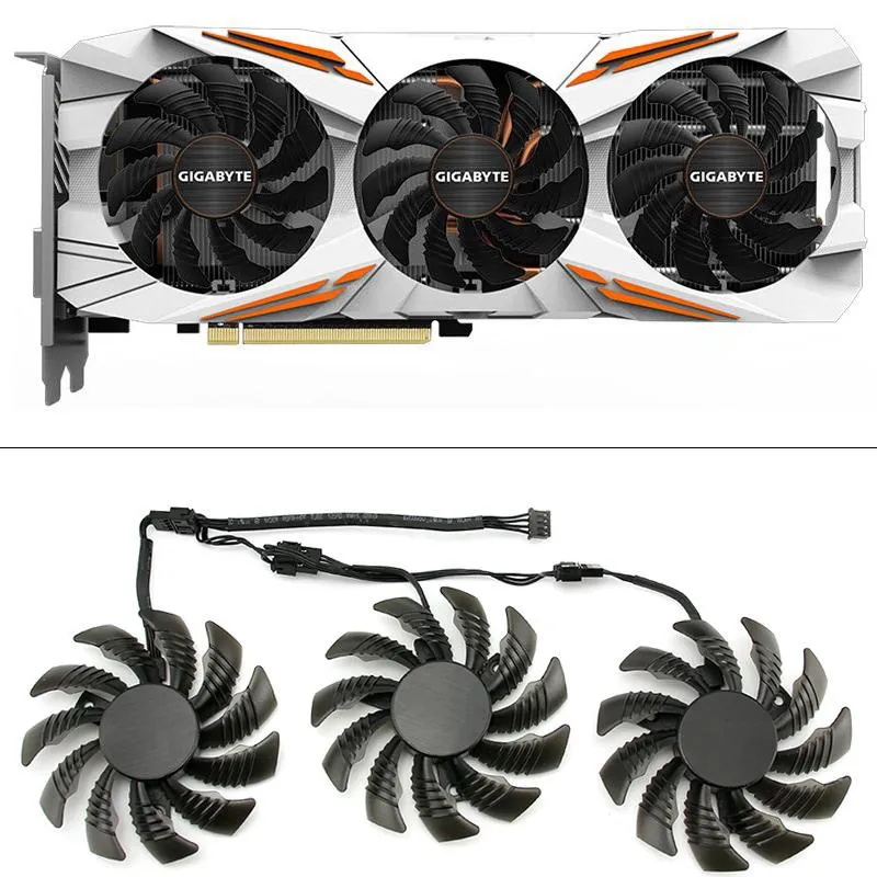 Wentylatory chłodzenie 75MM 4PIN PLD08010S12HH T128010SU GTX1080 wentylator chłodzący do GIGABYTE GTX 1080 1070 Ti G1 Gaming 1060 ROCK GraphicsFans