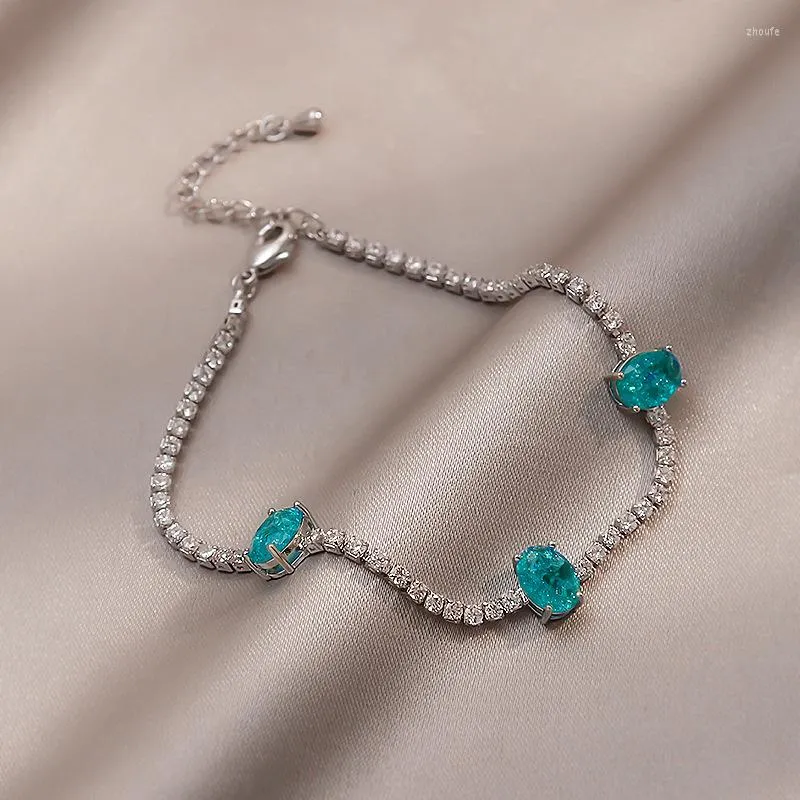 Bracelets porte-bonheur Bracelet en cristal bleu pour femme rétro bijoux de luxe femme manchette délicate Bracelets strass BraceletsCharm