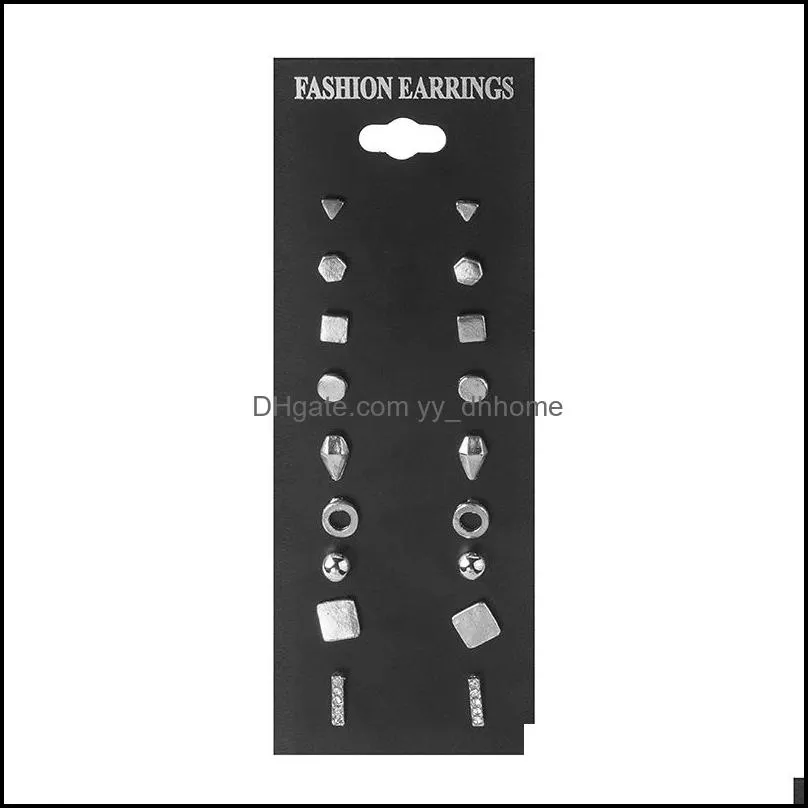 9 pairs of combination earrings black card set earrings fashion personality accessories exquisite jewelry earrin yydhhome