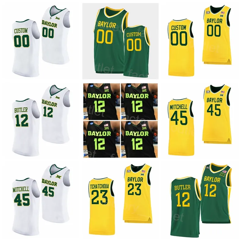 NCAAカレッジバスケットボールベイラーベアーズ12 Jared Butler Jersey 31 Macio Teague 45 Davion Mitchell 23 Jonathan Tchamwa Tchatchoua 0 Flo Thambaカスタム名番号