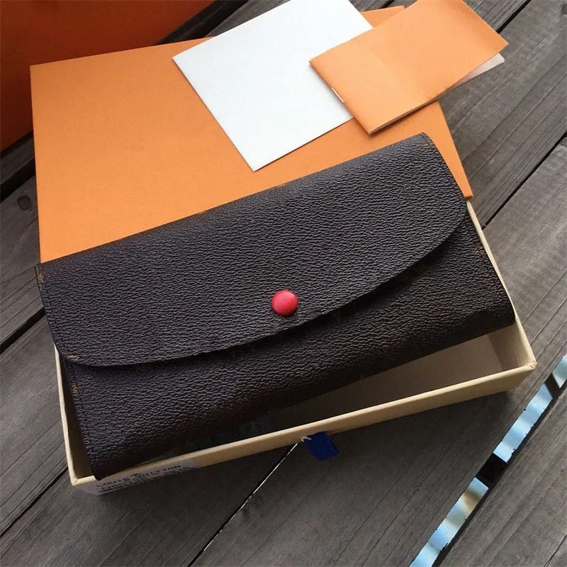 Designer high quality wallet Emilie pures long luxury fashion women leather old flower white plaid bag xxx