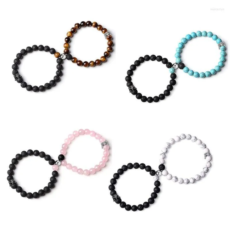 Cadena de eslabones R58E, pulseras de pareja de cuentas de corona, juego de cuentas magnéticas a juego, atracción, relación de amistad, pulsera de deseo, regalo Kent22