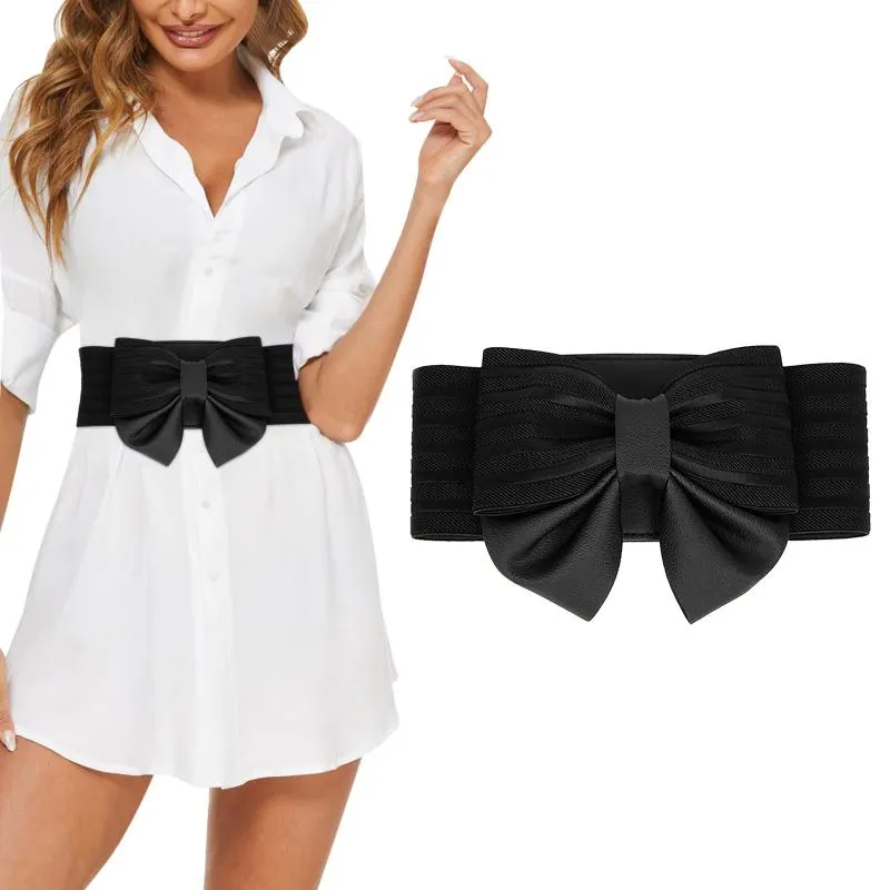 2022 Black Bow Belt For Women Wide Elastic Waist, Adorable Dress