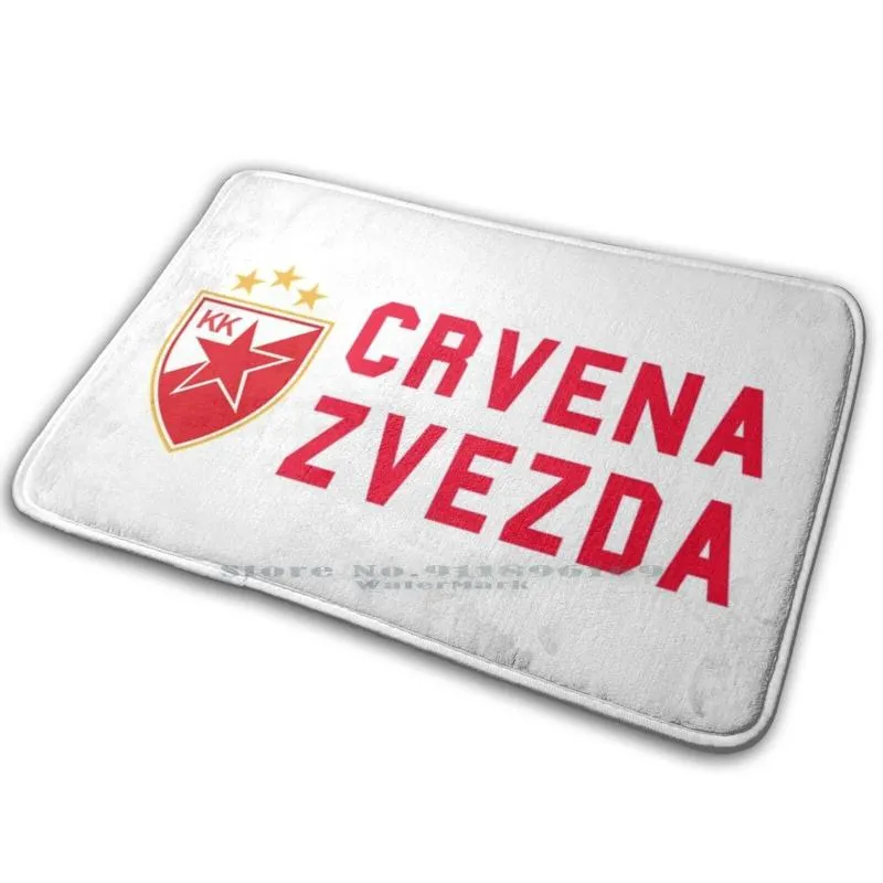 Tapetes Crvena Zvezda Mercadoria de Basquete Tapete Tapete Antiderrapante Quarto Porta de Entrada Belgrado Sérvia Estrela Vermelha