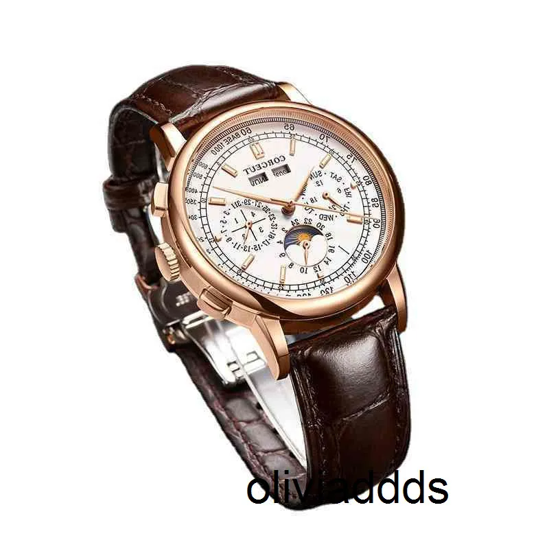 Titta på smycken Waterproof Lunar Calendar Men's Automatic Mechanical Business Leisure Round Pointer Watch BVB7