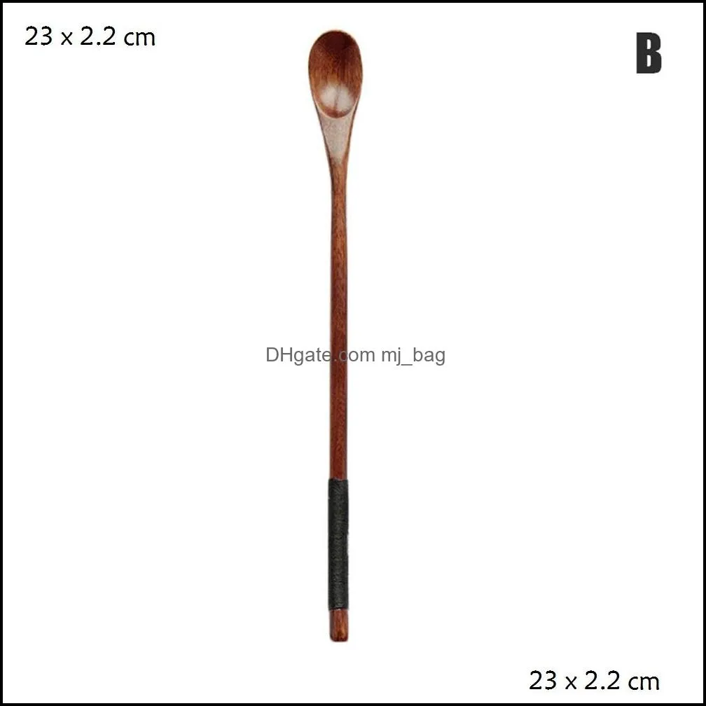 High Quality Wooden Spoons Large Long Handled Tea Coffee Tea Soup Stirring Tableware