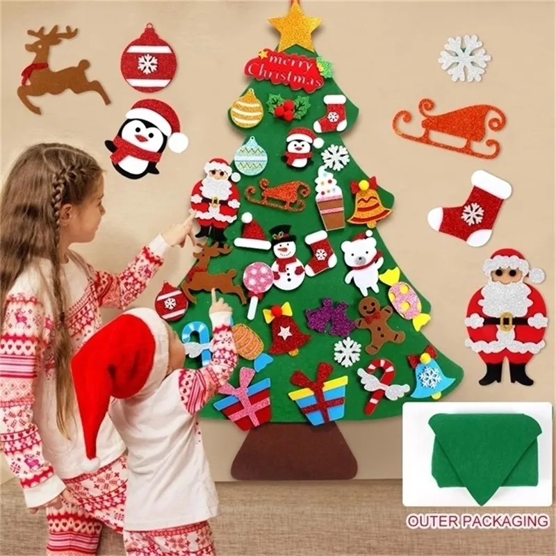 FENGRISE Felt DIY Tree Merry Decorations For Home Christmas Ornament Xmas Navidad Year Gifts Kids Y201020