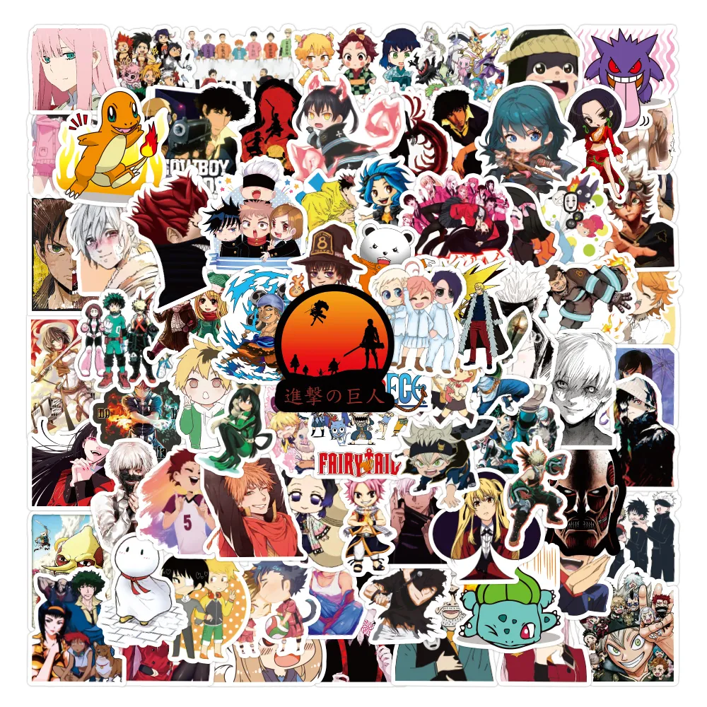 50pcs Japonês de anime de desenho animado adesivos para a água lápis capa gelatra refrigerador caro de skate bote decals fofas kids brinquedos