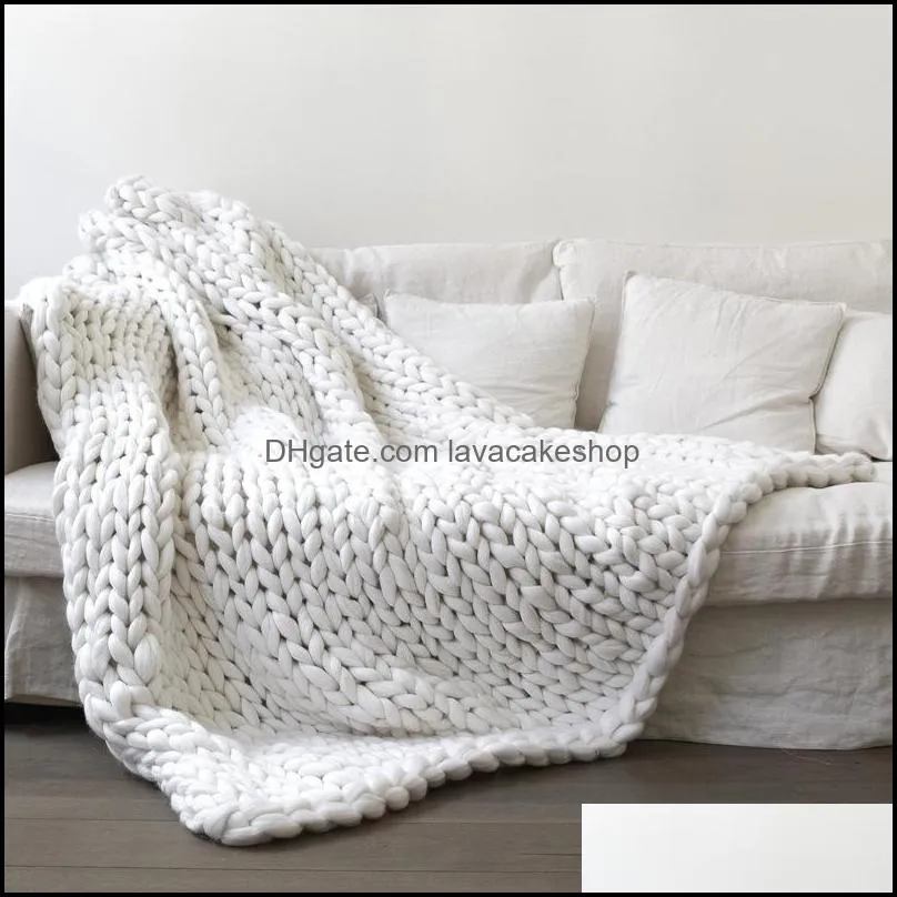 6cm Thick Wool Blanket Colorful Handmade Heat Knitted Blankets Woven Woolen Thread Warm Sofa Cover Multiple Colors and Sizes Home Textiles