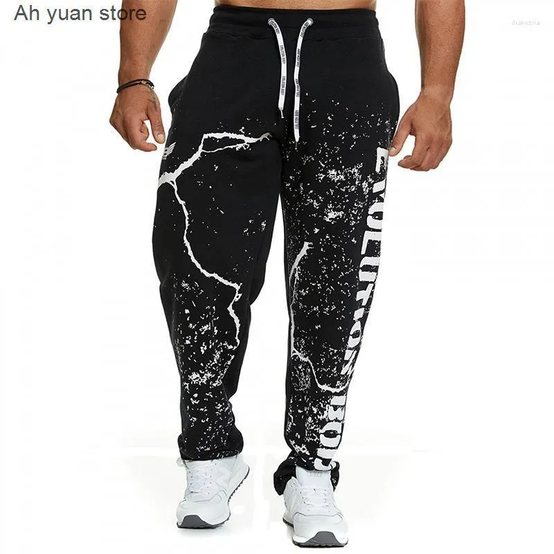 Męskie spodnie ah yuan bieganie do joggingu bawełniane miękkie kulturystyki joggery dresowe spusty długie spodnie fitness Sport Training Pantsmen's Drak22