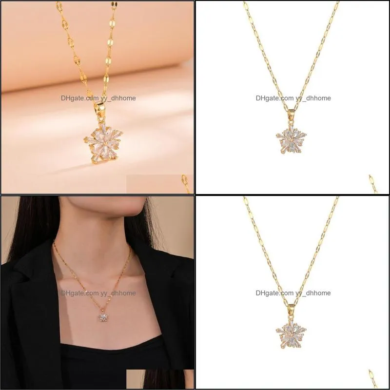 pendant necklaces gold jewelry luxury zircon necklace for women short chain wedding part giftpendant