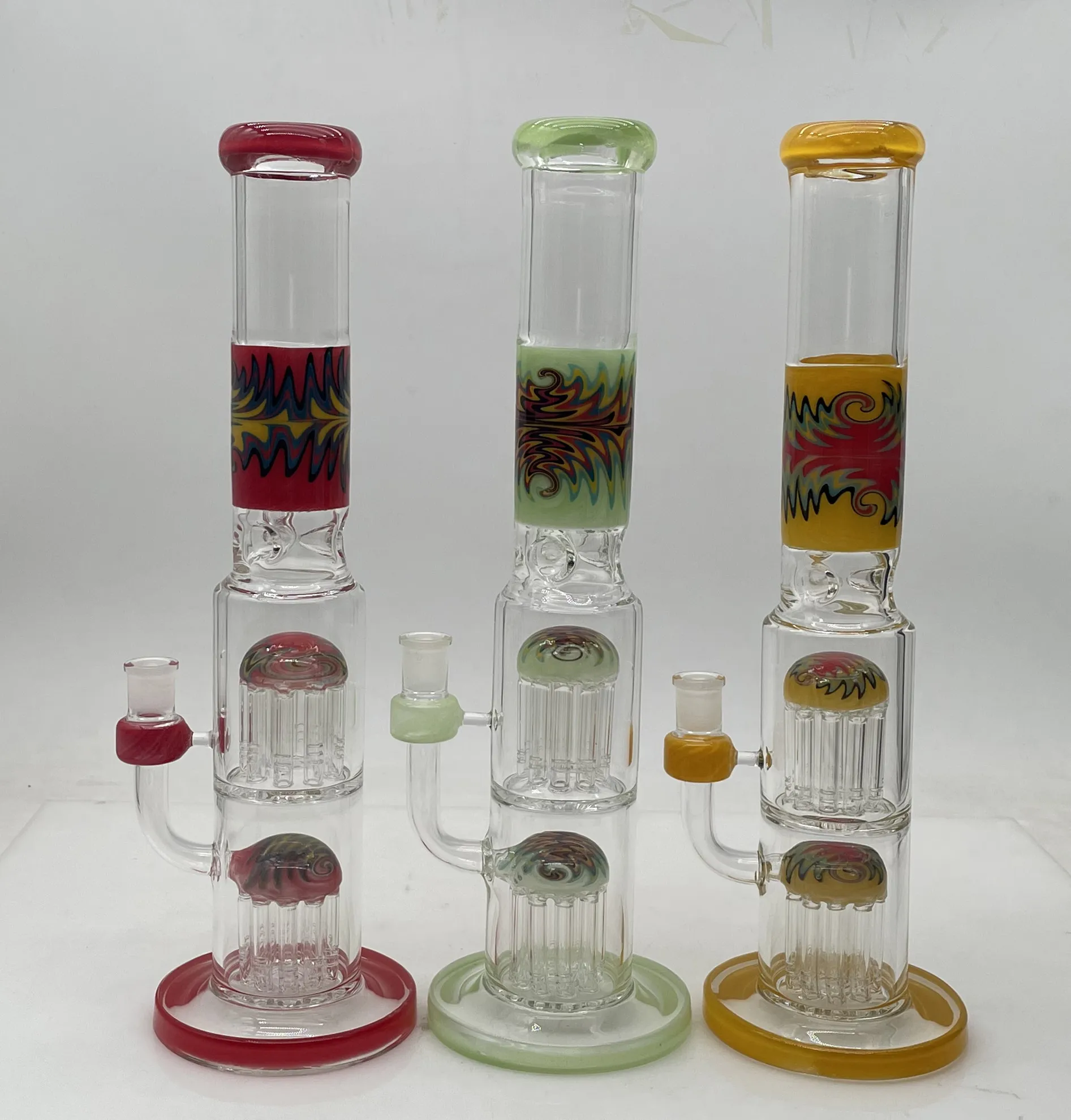 Hookah Wigwag Stright Glass Bong Double Tree Perc Waterpipe Acessórios para fumar