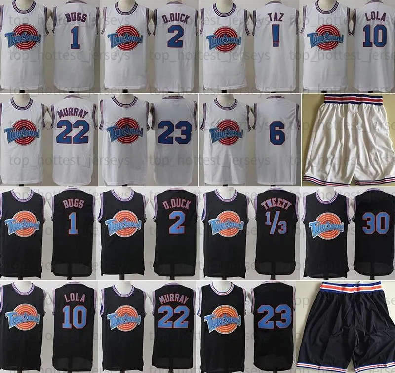 Space Jam Jersey 6 Movie Tune Squad Looney 1 Bugs Daffy Duck Bill Murray Lola Bunny TAZ Tweety Michael Basketball Shorts Black White Jerseys Sports