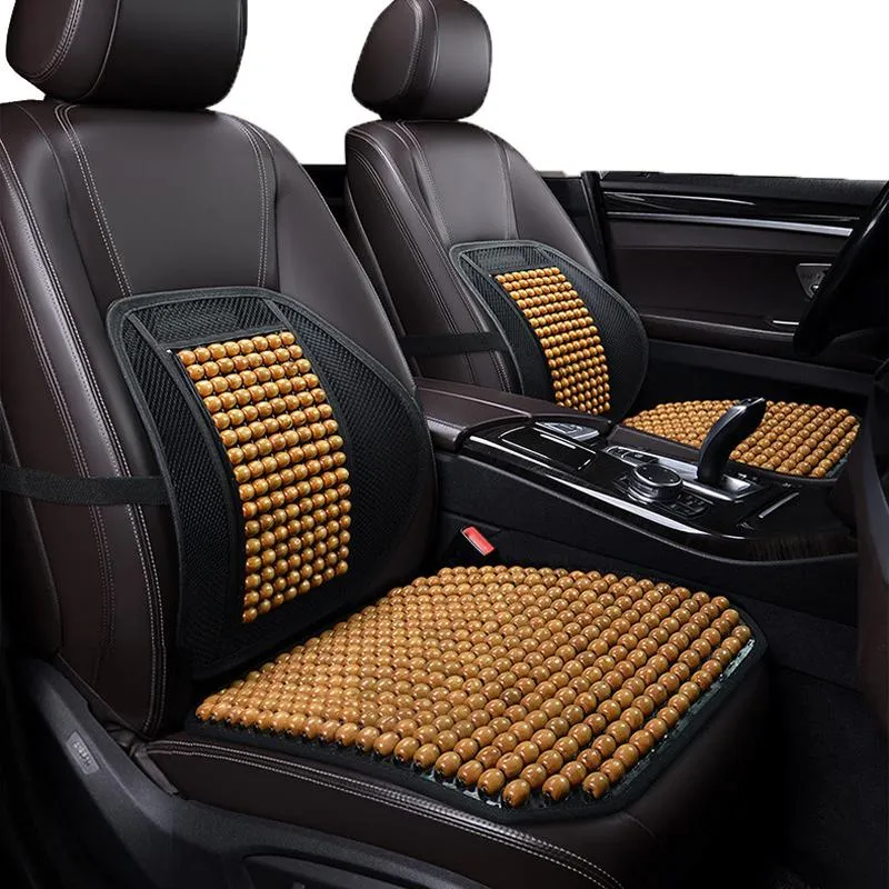 Car Seat Covers Summer Cushion Breathable Wood Beads Cover Office Cool Lumbar Pillow Massage SupportCar