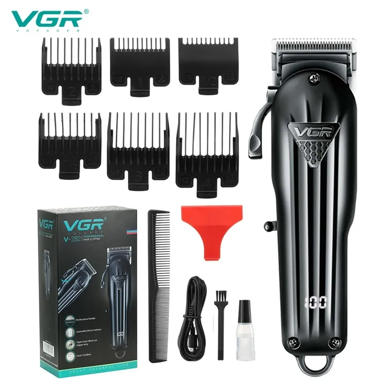 VGR Style Electric Hair Clipper Gradient Blade Justerbar USB -uppladdningsbar v 282 220712