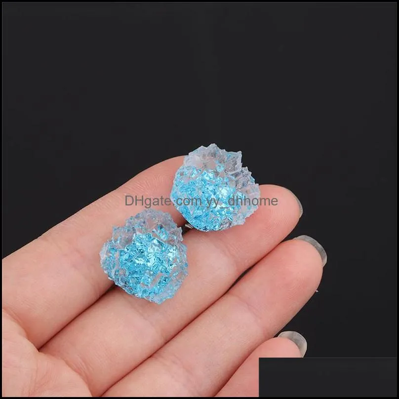 irregular crystal cluster flower resin mold crystal colorful resin druzy stud earring jewelry making for women girls valentine`s day