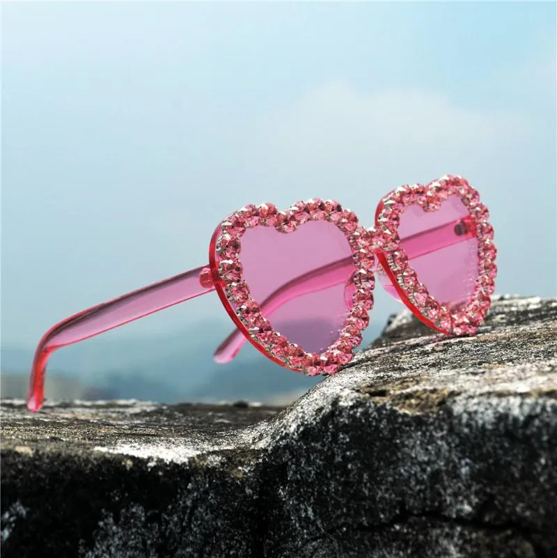 Sunglasses Female Rhinestone Luxury Designer Chic Pink Round Women Bling Crystal Fashion Shades Trendy 2022 NX