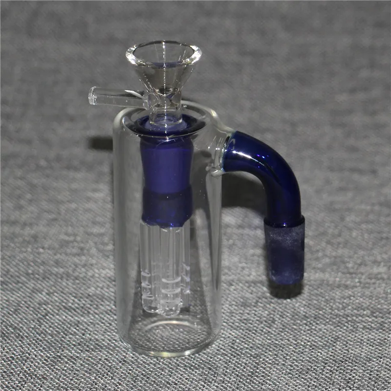 Clear Blue Narghilè 14mm Glass Ash Catcher raccoglitori di recupero femminili per bong in vetro con 4 bracci in linea perc slide bowl bangers al quarzo