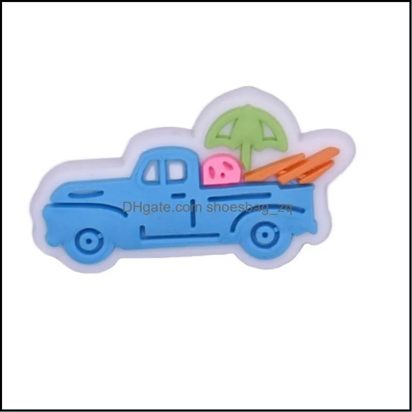 100PCS/LOT Car Truck Shoe Charms Accessories Decorations Cars Cartoon PVC Croc jibitz Buckle Boys Kids Party Gift