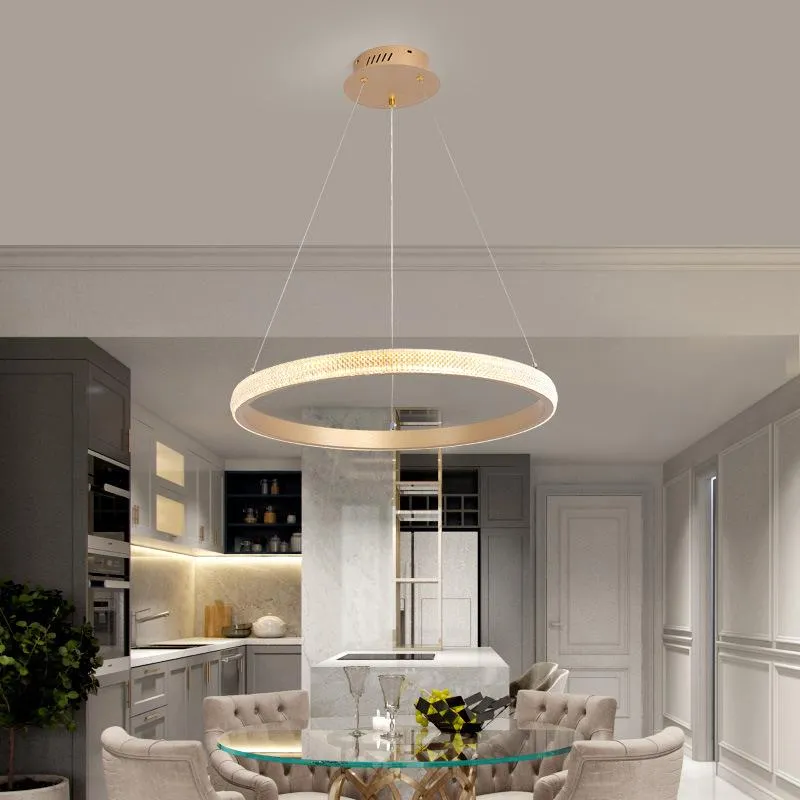 Pendant Lamps LED Lights Room Ceiling Kitchen Lamp Shop Gold Chandelier Lighting 60cm Ring 45W Warm White Source Inc