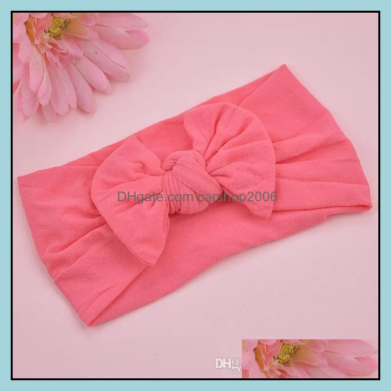 Baby Girls Nylon bow headbands Elastic Bowknot hairbands headwear Kids headdress Turban Knot head bands Wraps 26 colors