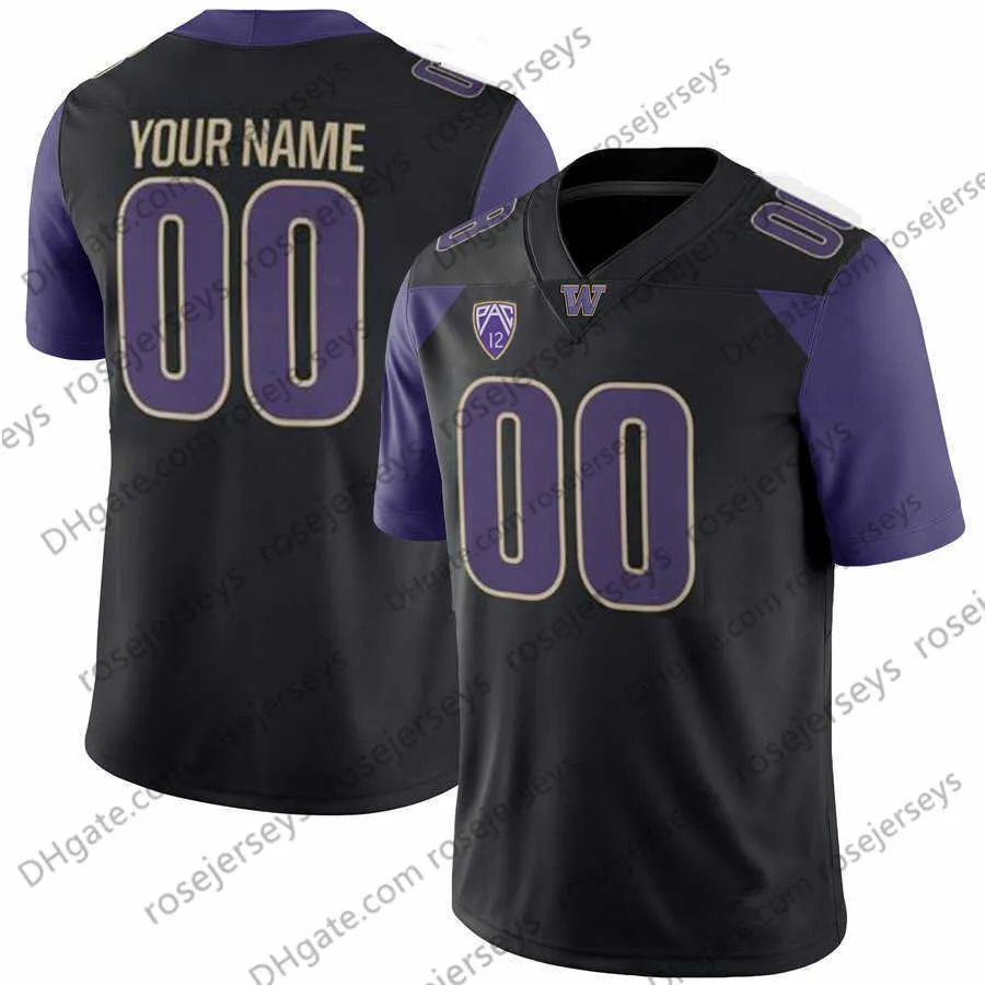 Vêtements de football universitaire américain personnalisés Washington Huskies 2019 Nouvelle marque de football N'importe quel numéro de nom Noir Violet Blanc # 10 Jacob Eason 26 Salvon Ahmed Men Youth Jersey 4