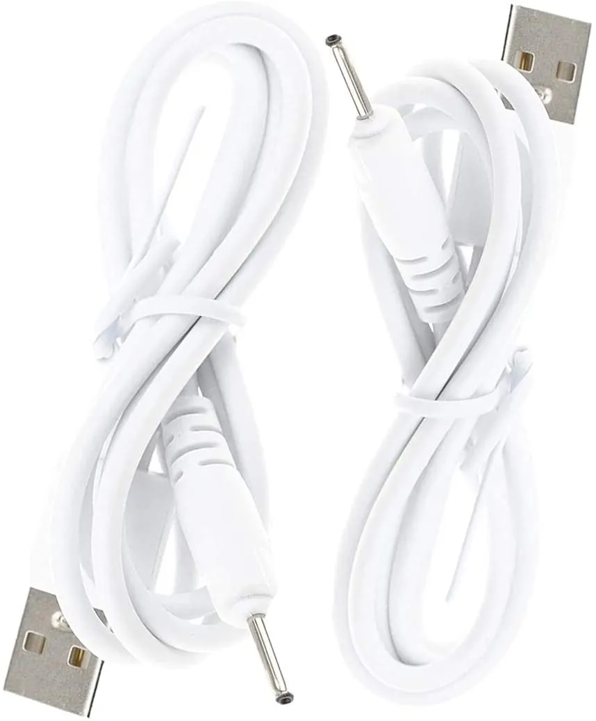 2Pack DC 2,0 mm kabel Jack Charger Port 100cm USB -laddning Byte av strömkabel Kompatibel med Beats Solo HD505 Hörlurar