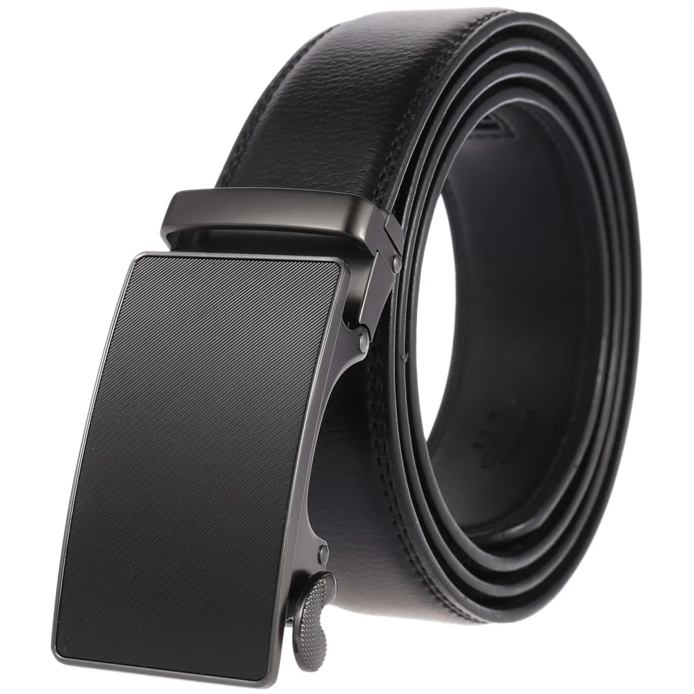 Correia de moda cinturões pretas de couro real para homens cintos de fivela automática venda 110-130cm Strap 16